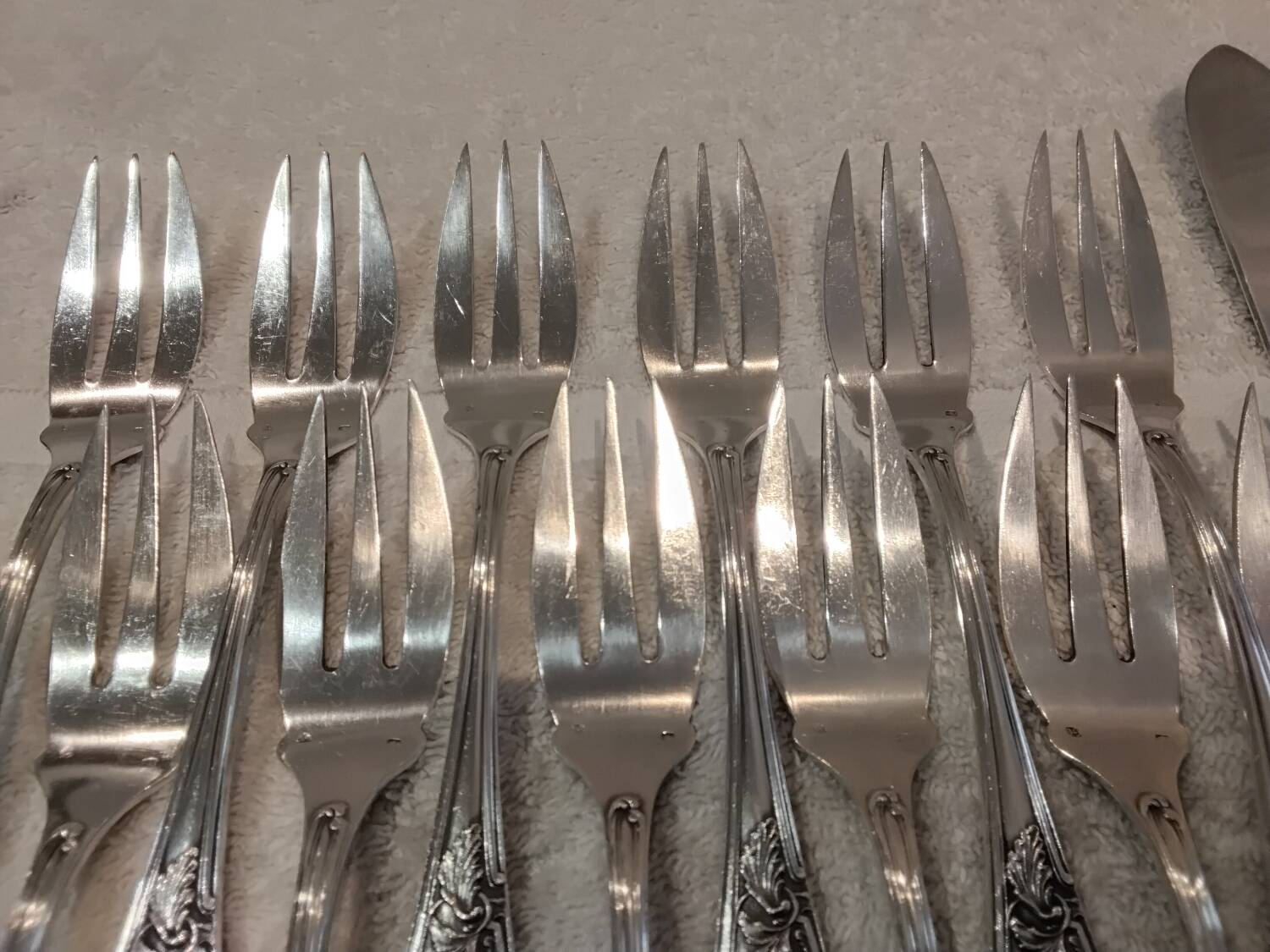 12 fish cutlery sets 24p silver metal decor ribbons rocaille