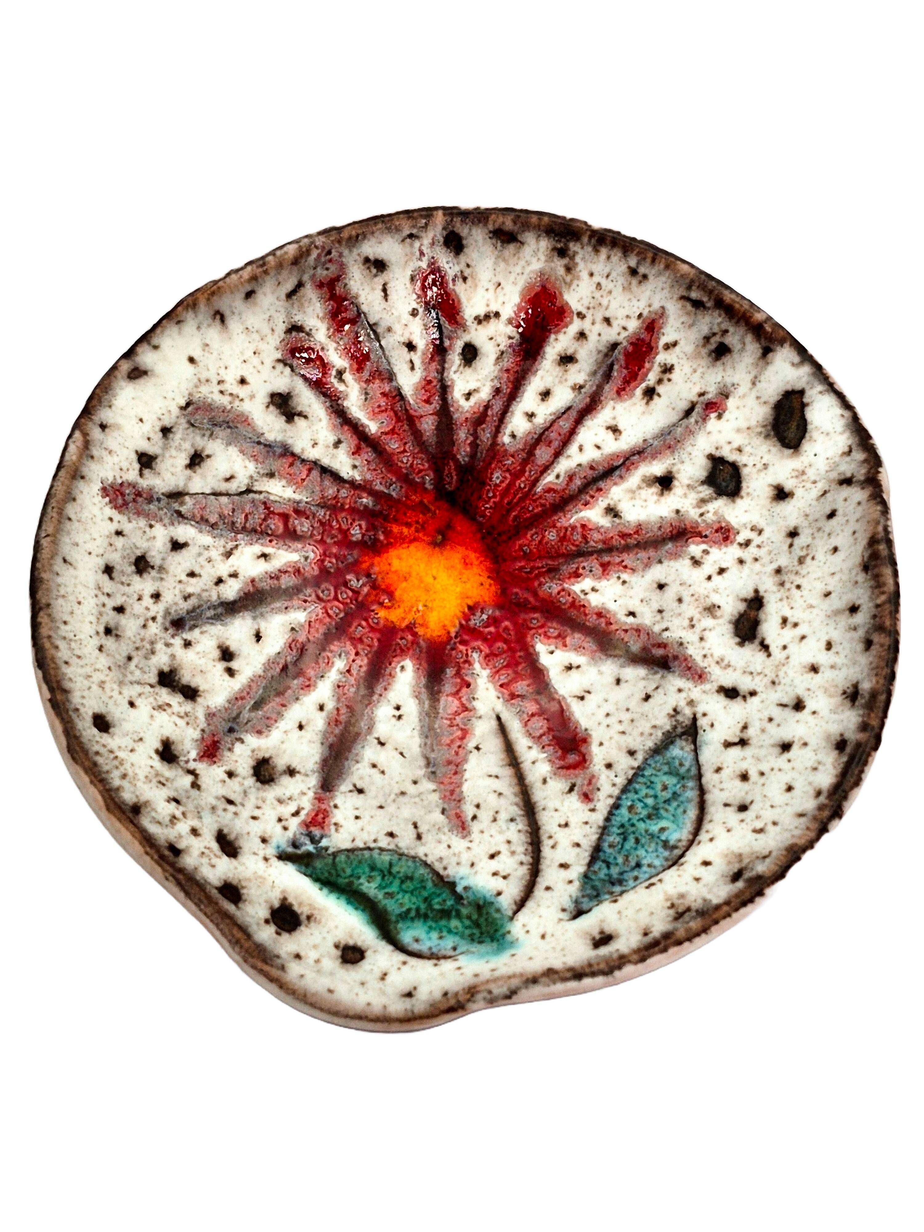 Vintage ceramic catchall dish from Vallauris, 1960s, floral.