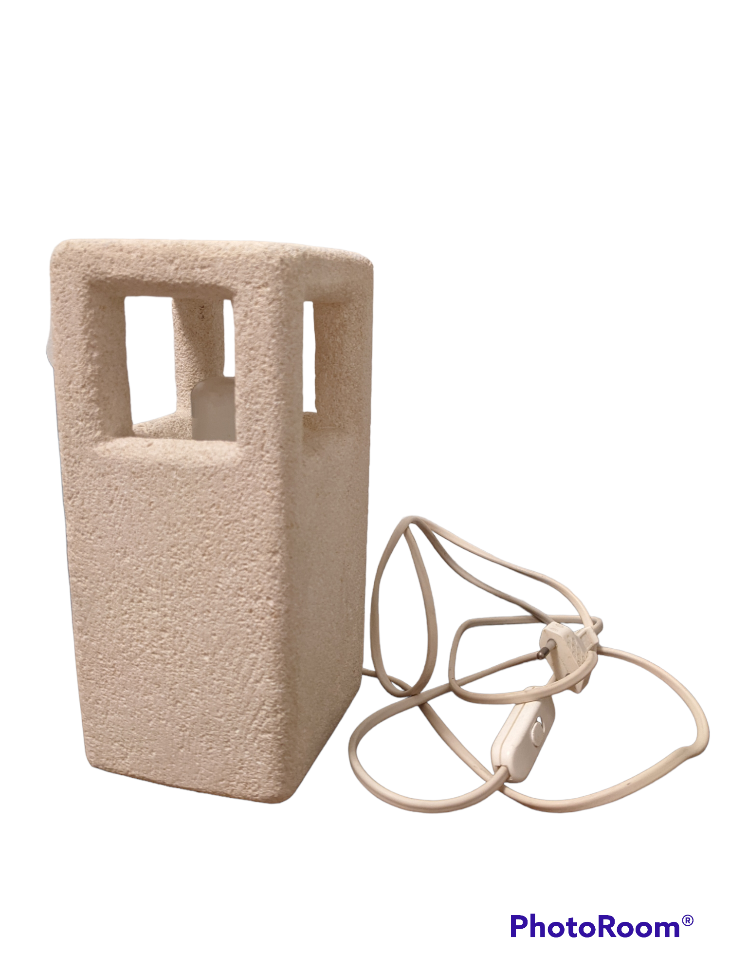 Table lamp Albert Tormos vintage carved stone sculpture