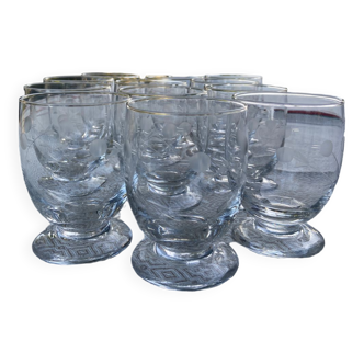 12 finely engraved stemware