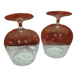 Pair of two large tasting cognac glasses