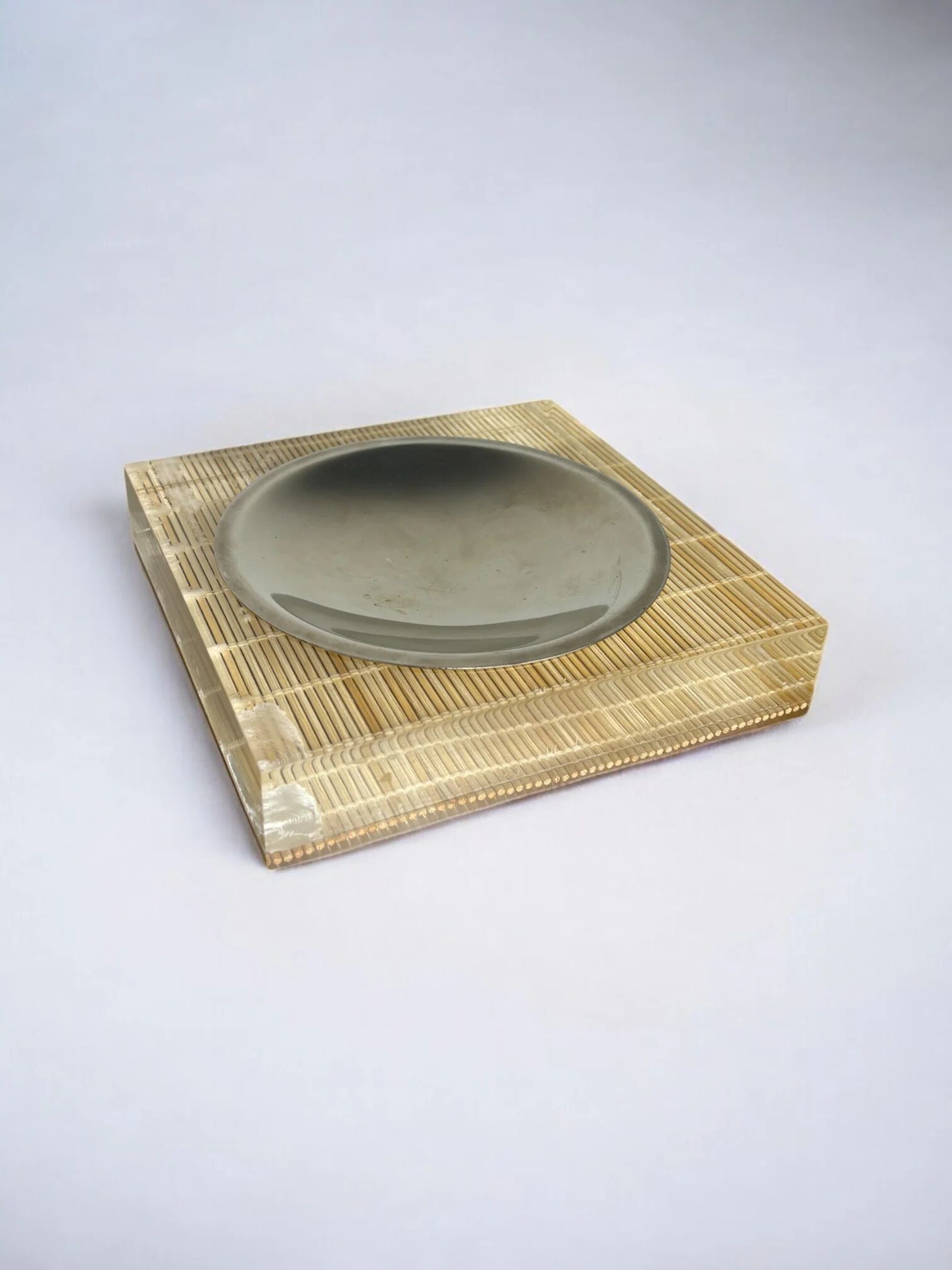Lucite & rattan ashtray, Christian Dior style, 1970