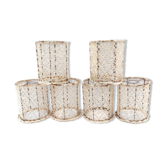 Set of 6 crocheted pearl cotton lampshades