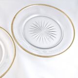 Pair of Louis XVI style forget-me-not dishes/plates in crystal mounted in solid silver and vermeil