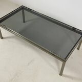 Brass coffee table with smoked glass top by Guy Lefevre, 1970s