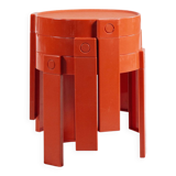 3 nesting tables in orange plastic by Prisunic, 1970.