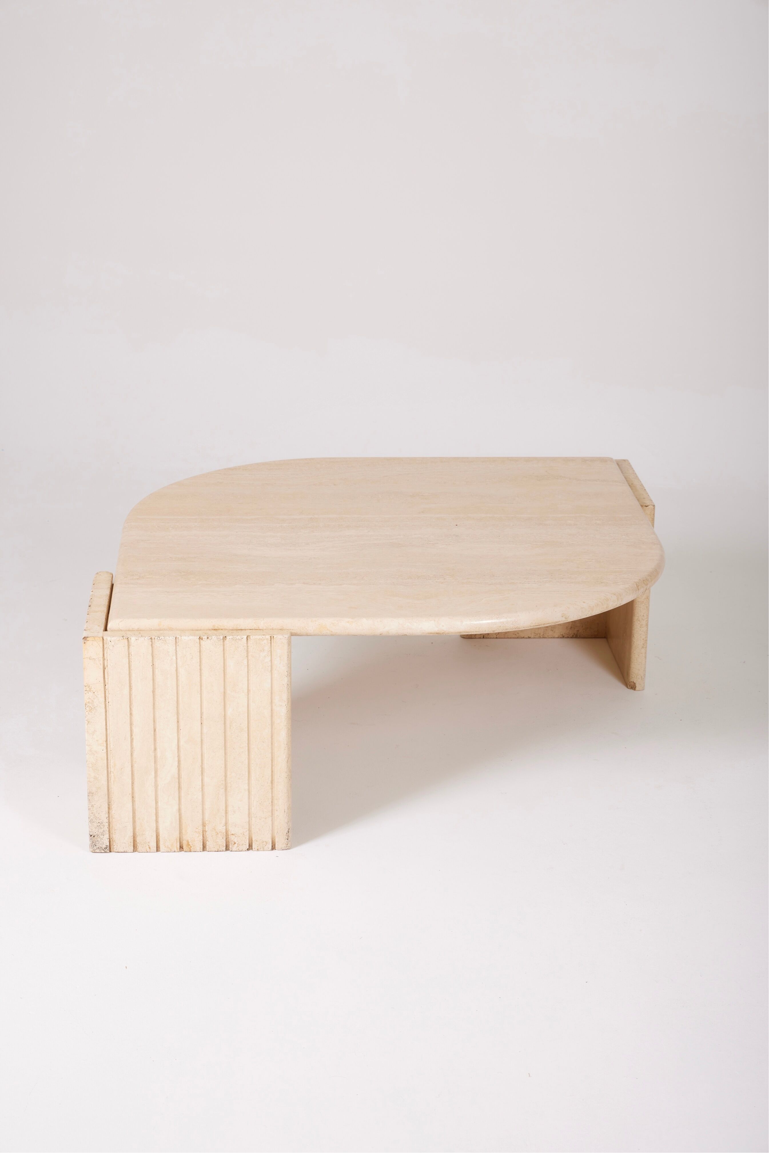 Travertine coffee table in eye shape, 1970s
