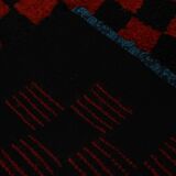 3x6 Red Black Checkered Wool Vintage Rug, 107x180Cm SK 70252