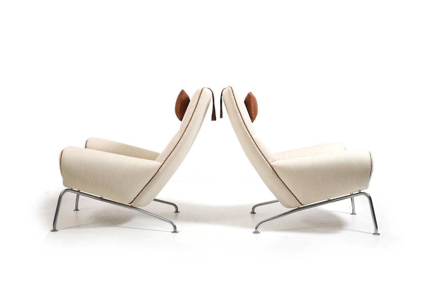 Early Pair Hans Wegner Queen Chairs by Johannes Hansen c.1960 / New Upholst