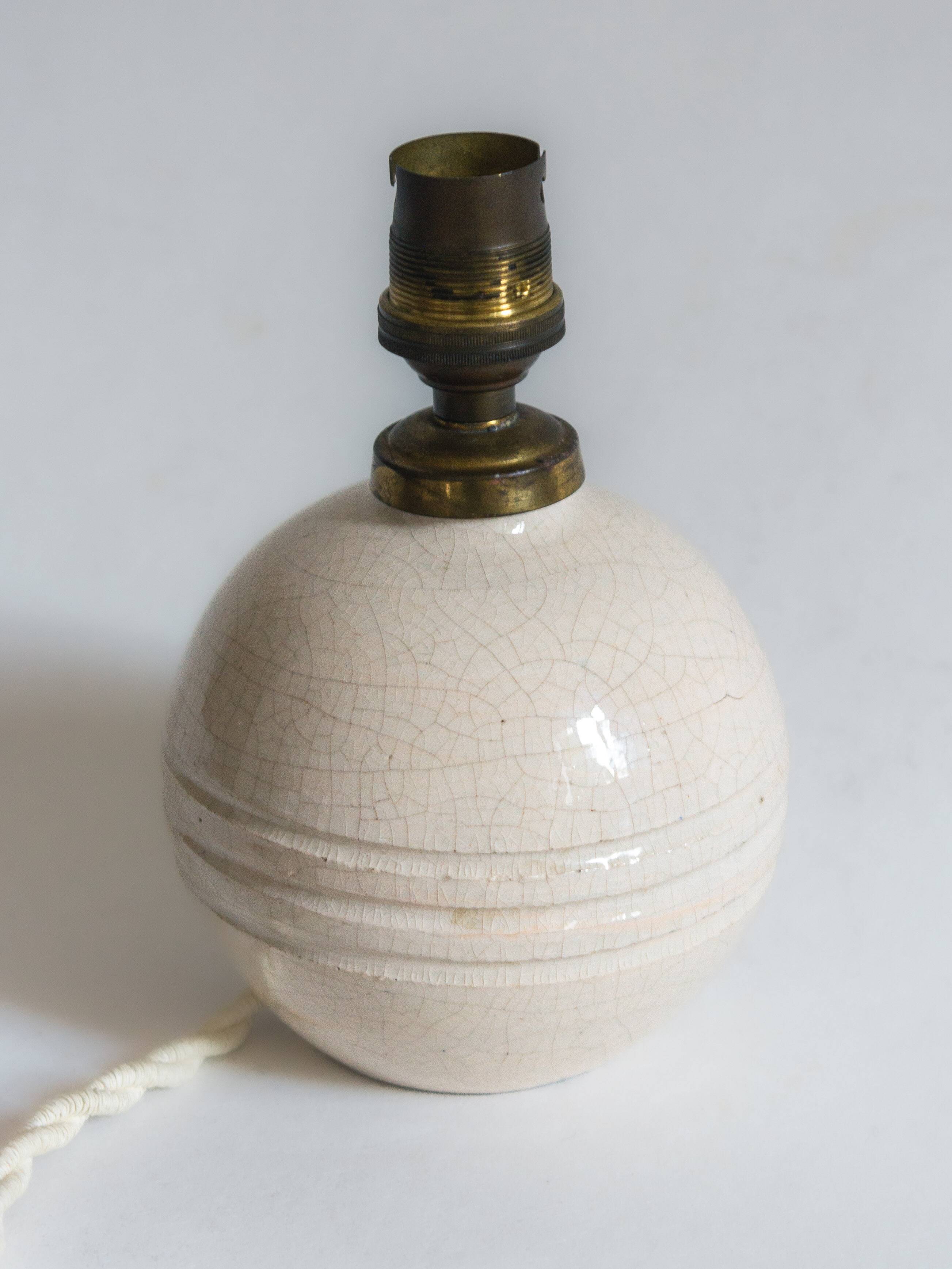 White crackled ceramic lamp base, 1930s