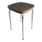 chrome Formica stool, brown seat 60s / Vintage