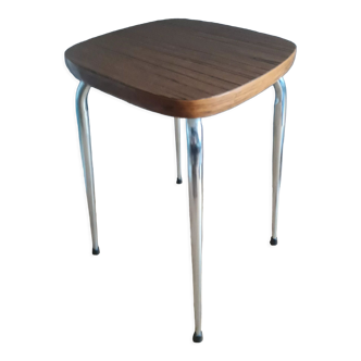 chrome Formica stool, brown seat 60s / Vintage