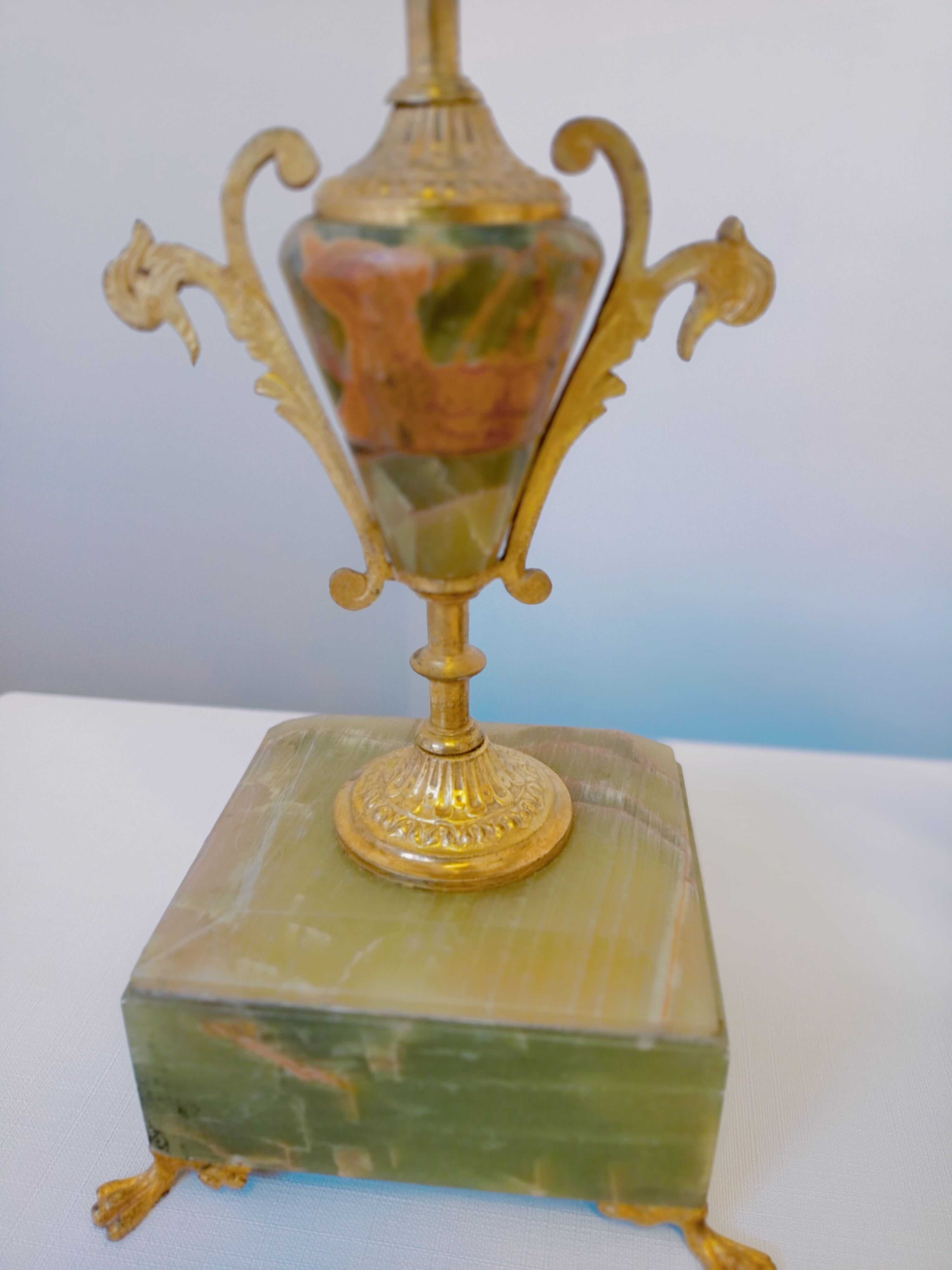 Two onyx candle holders