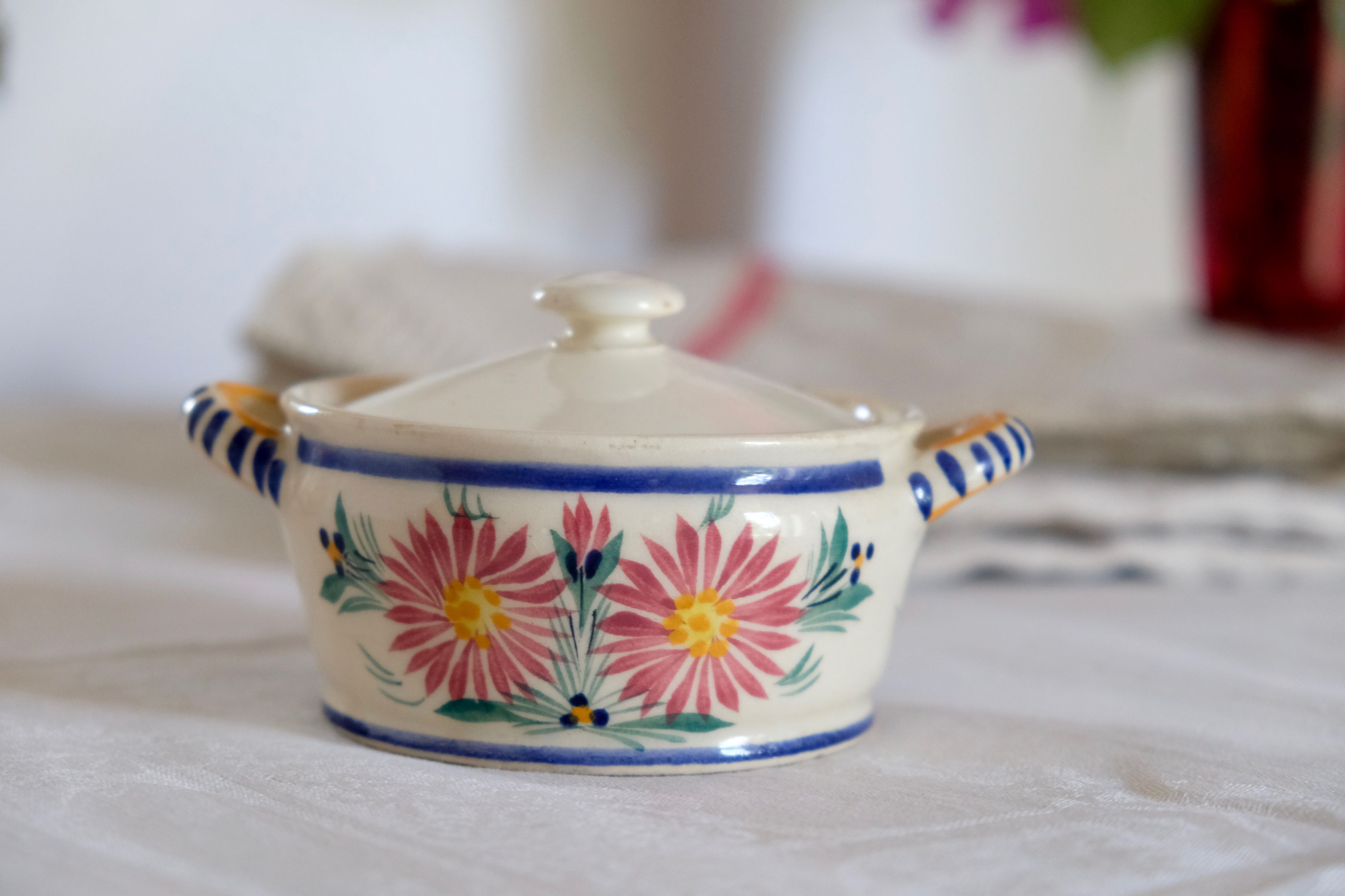 Pot à sucre sucrier faïence Quimper antique