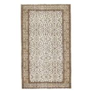 Vintage Turkish Oushak Handmade Wool Cotton White Area Rug 119x202