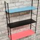 Vintage string steel floor 1960 blue pink black, 47x60x18 good for its age