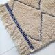Moroccan Berber carpet blessed ouarain ecru corridor with blue diamonds engraved 312x68cm