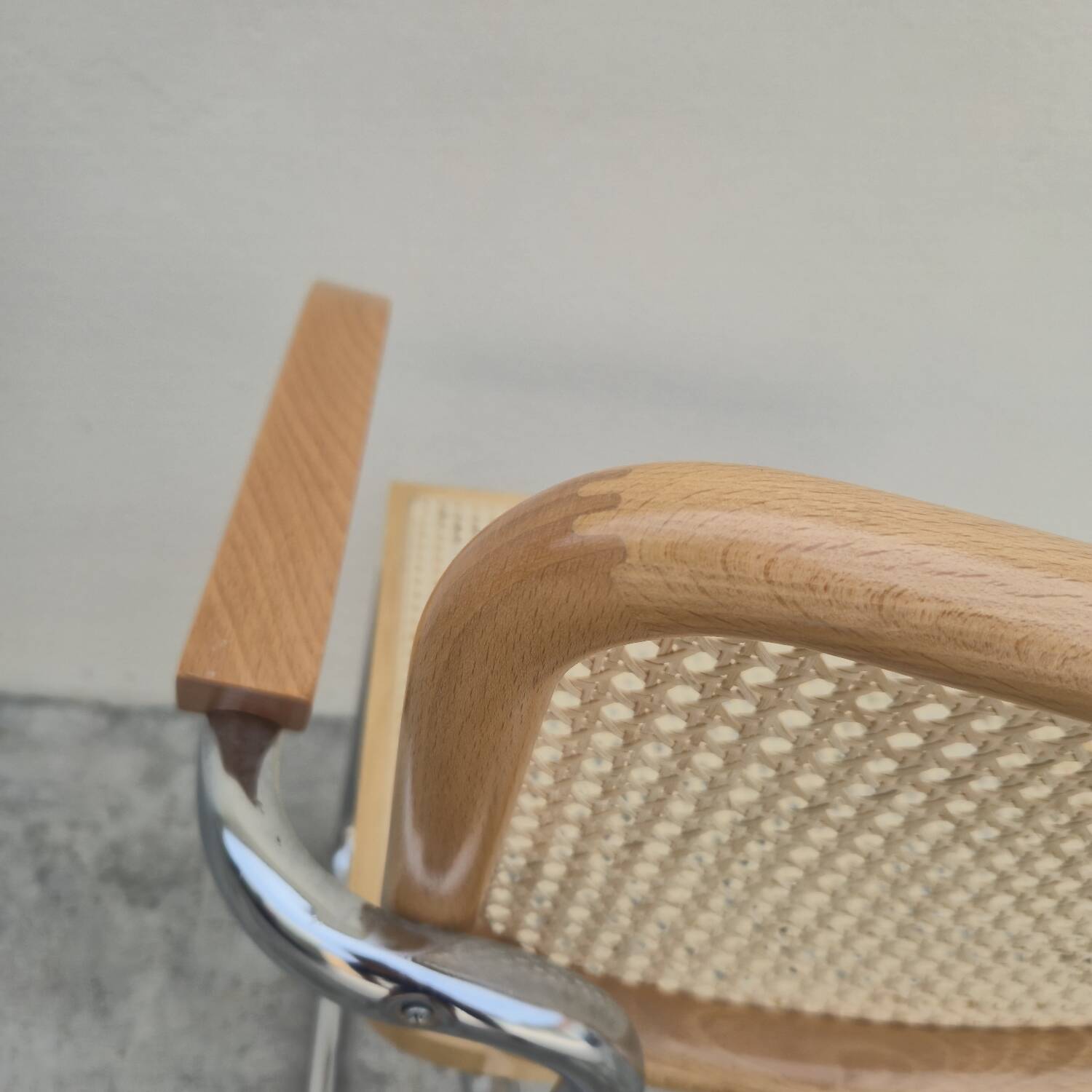 Breuer style armchair in original vintage canework