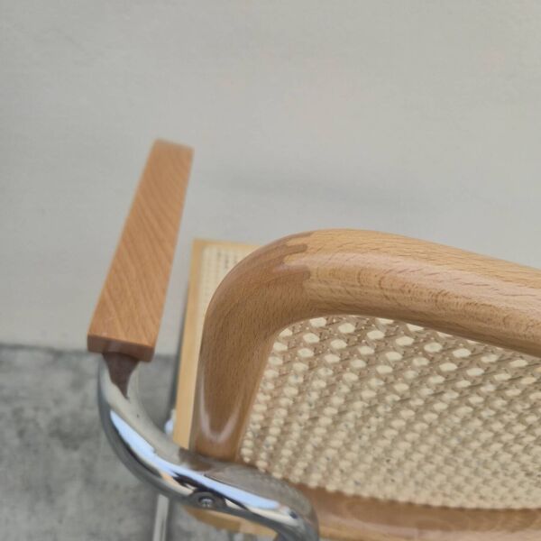 Fauteuil style breuer en cannage d'origine vintage