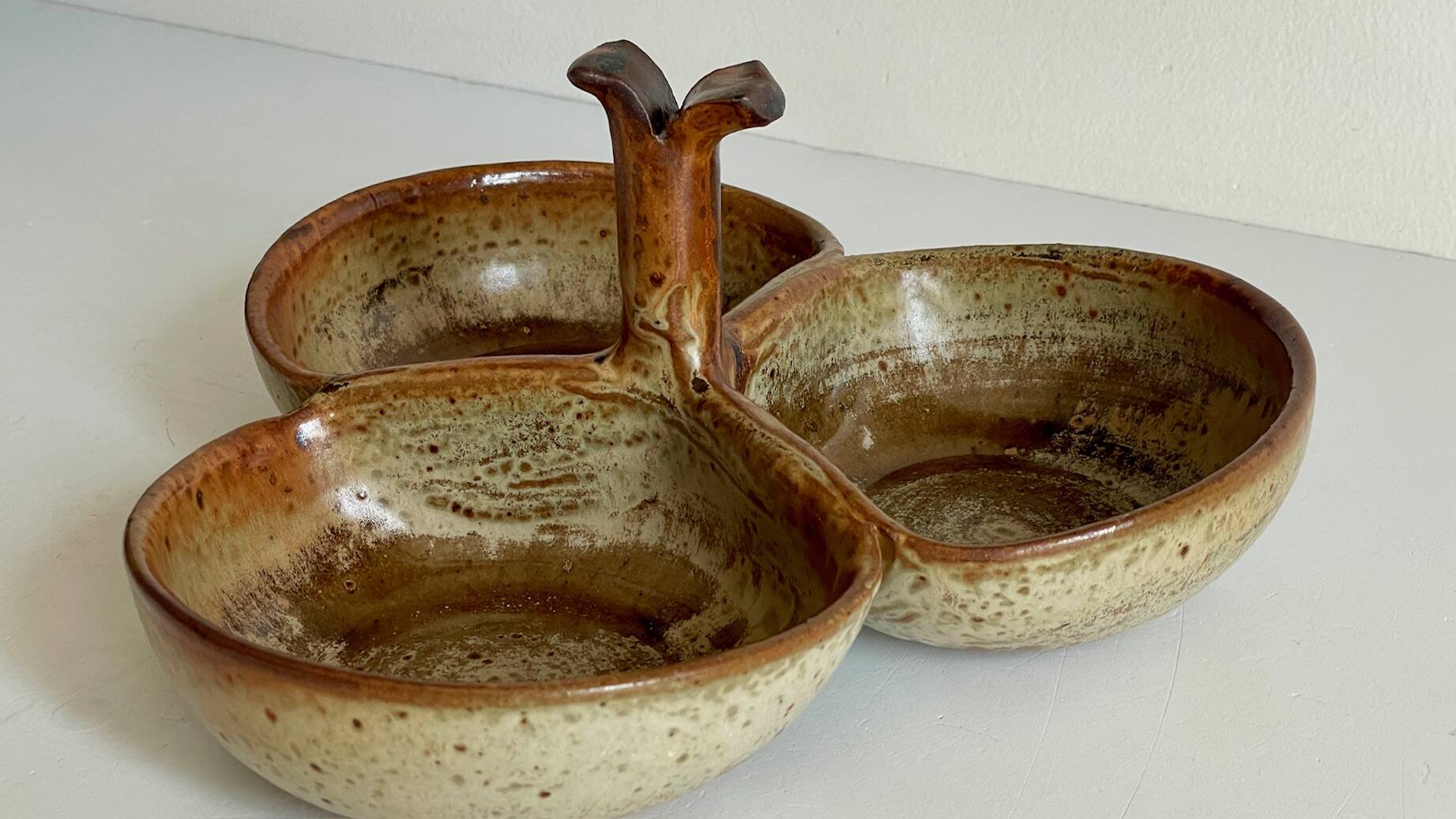 Vintage glazed stoneware appetizer dish