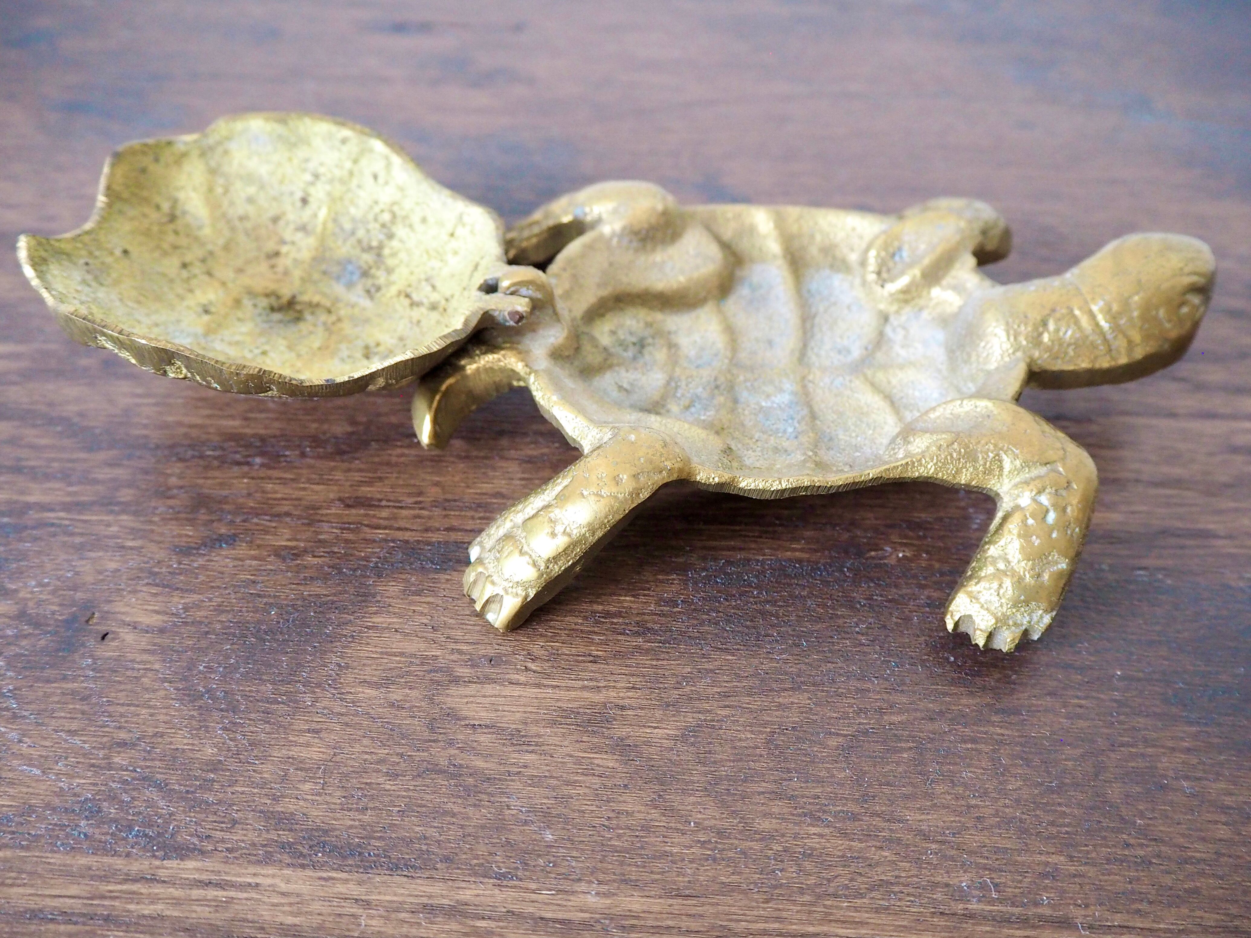 Brass turtle ashtray