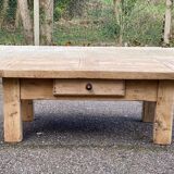 Renovated 19th-century solid oak farmhouse coffee table.