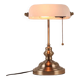 Old bronze banker desk lamp notary art deco opaline white vintage