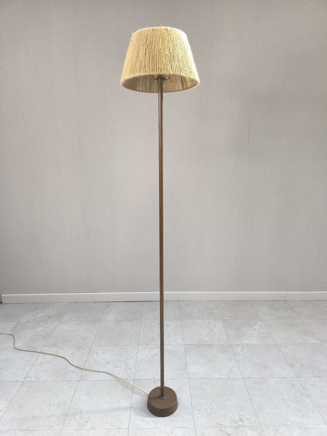 Copper and rope floor lamp circa 1950