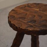 A pair of Wabi Sabi stools carved from pine, mid-century modern Swedish style, 1960s.