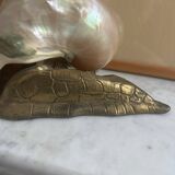 ART DECO SIGNED Snail Night Light - MOTHER-OF-PEARL BRONZE