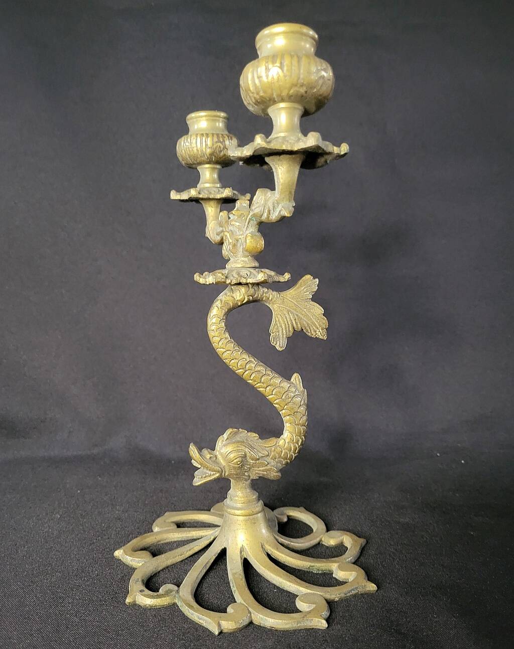 Pair of Koi Fish Candle Holder Solid Brass