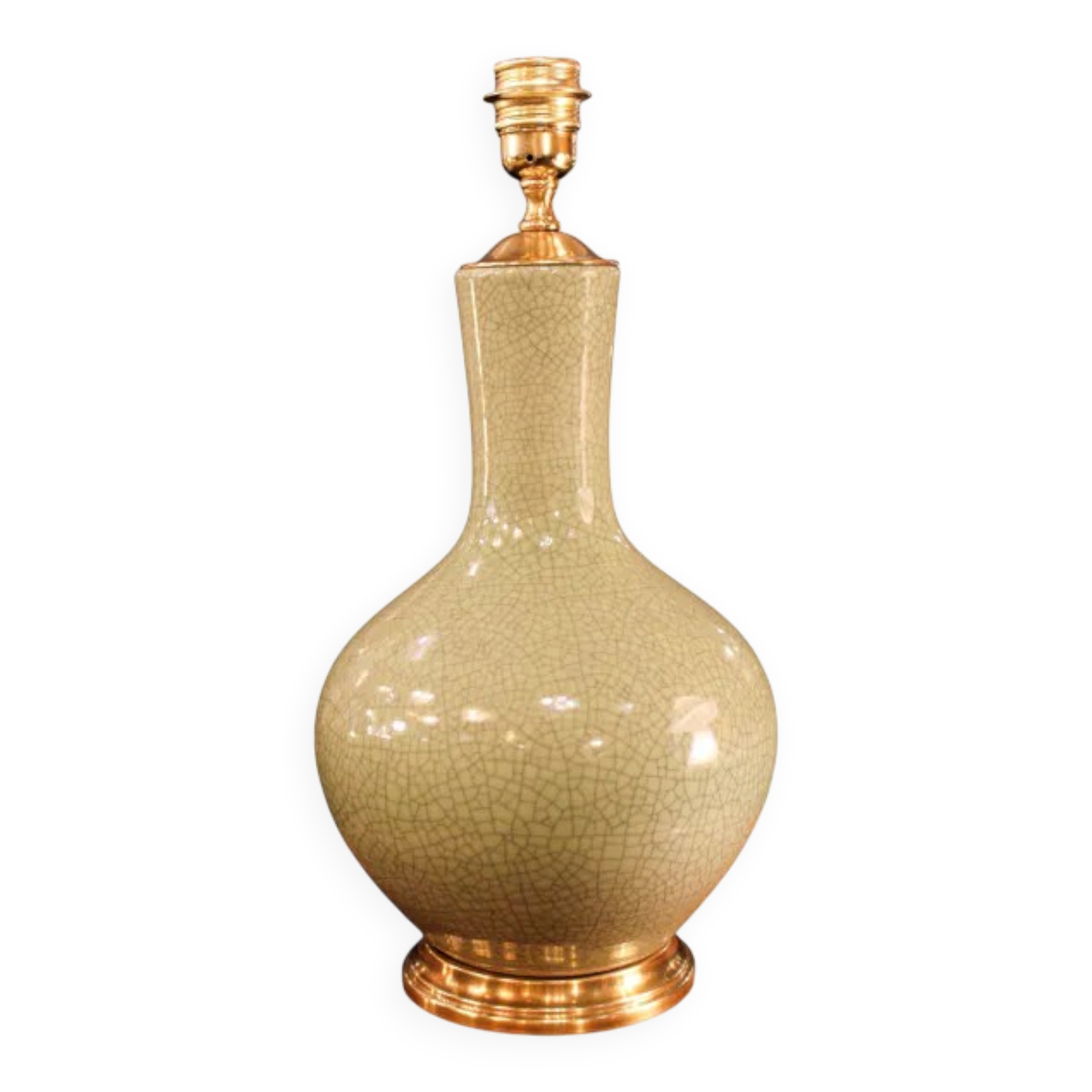 Ceramic lamp with a crackled celadon green finish.