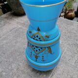 Golden blue opaline vase