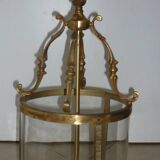 Antique glass and brass lantern pendant light, 3 lights