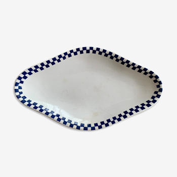 Service dish terre de fer st amand - hamage damier motif