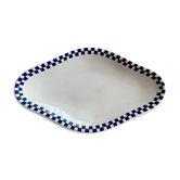 Plat de service terre de fer St Amand & Hamage motif damier