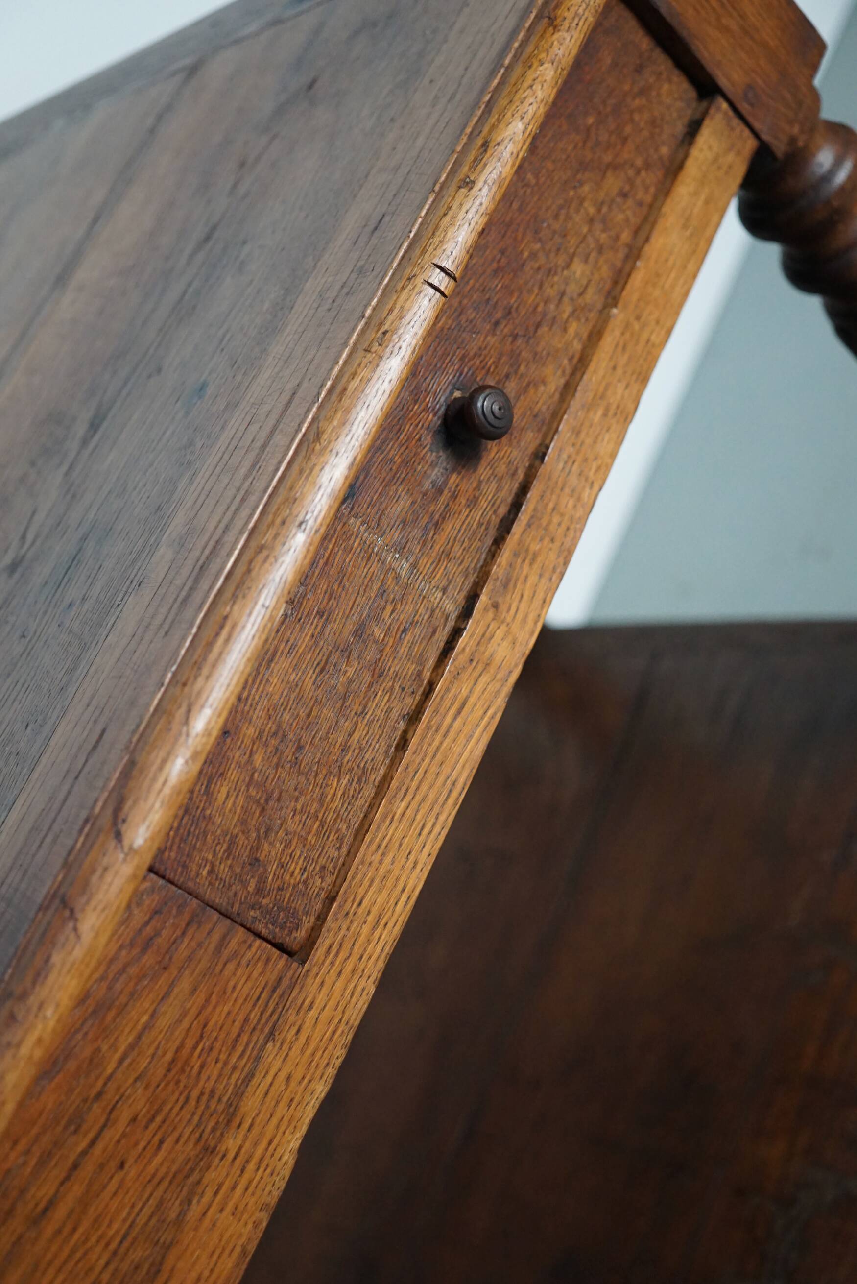 Antique oak 19th century French rustic console / drapers or side table