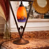 Art Deco lamp by Muller Frères Lunéville, signed glass, 1920.