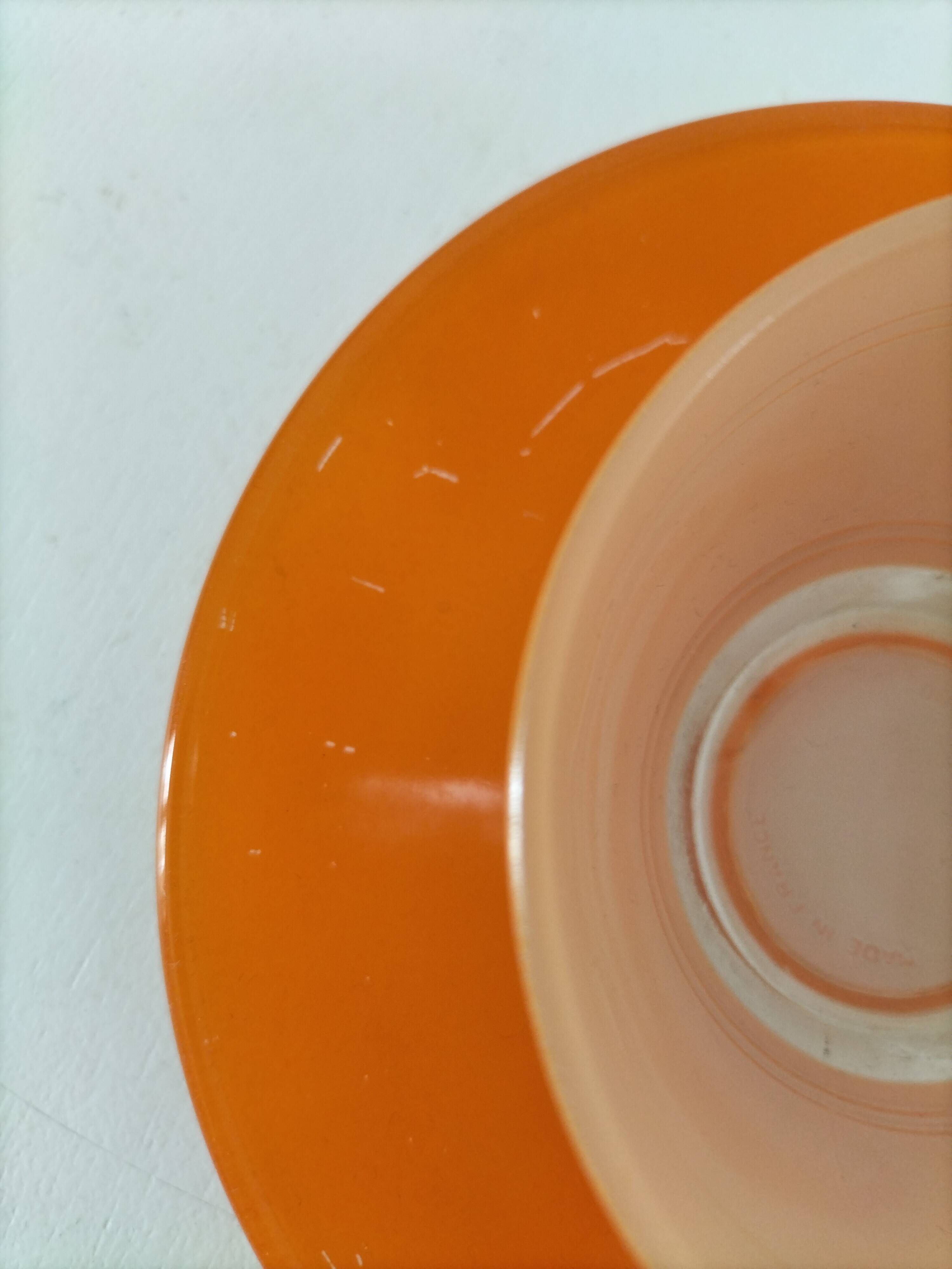 Duralex orange cup and saucer – vintage 70s design