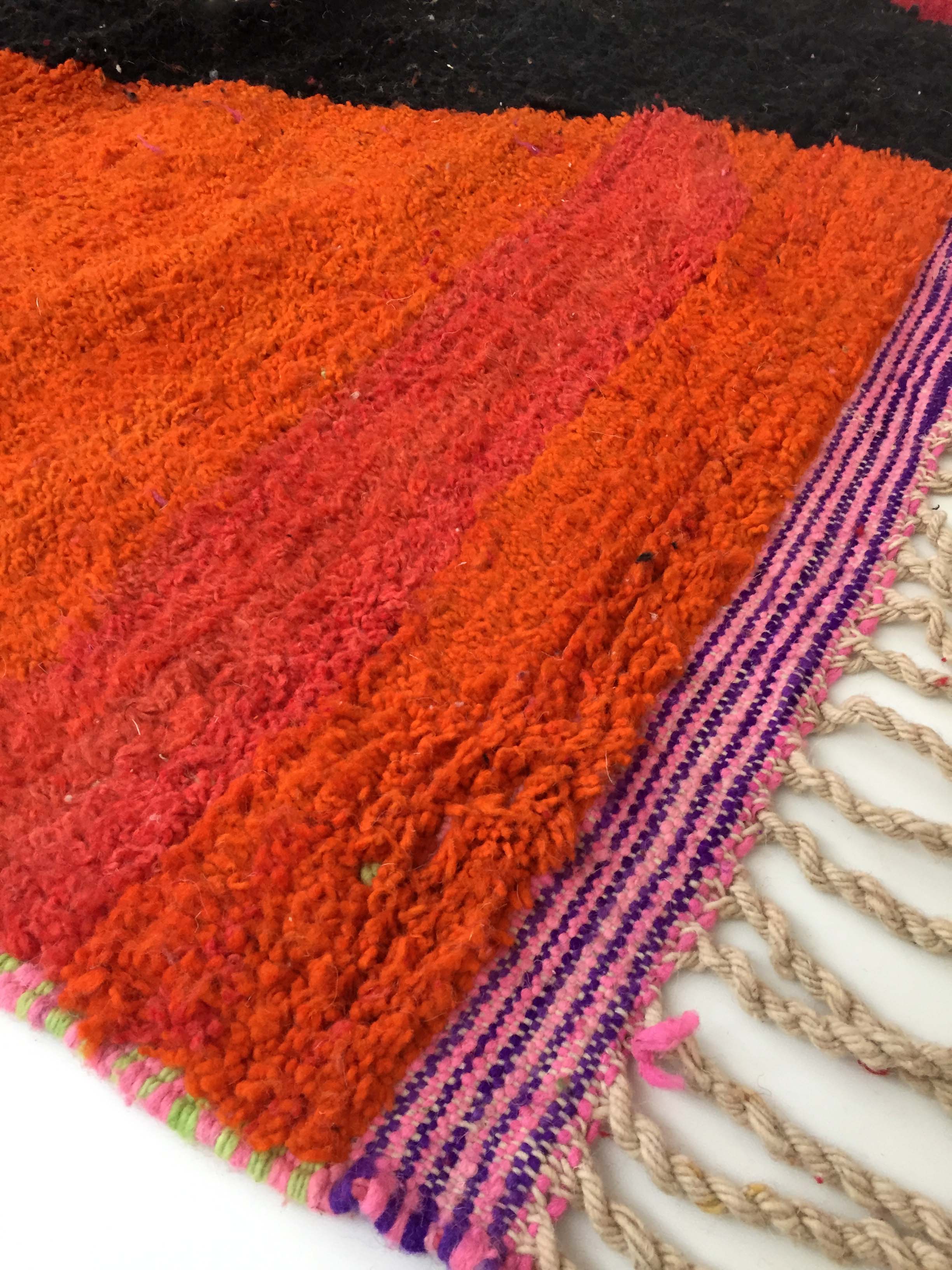 Moroccan Berber carpet Boujaad red with colorful flats 317x185cm