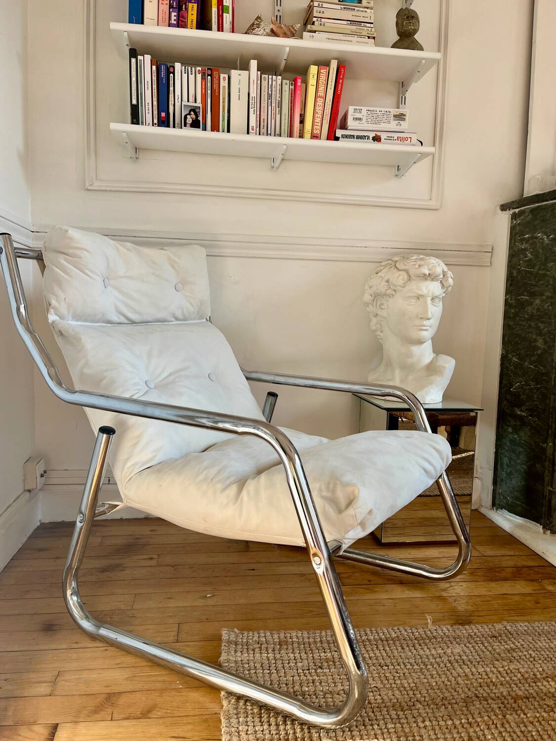 Fauteuil tubulaire en métal chromé, années 70