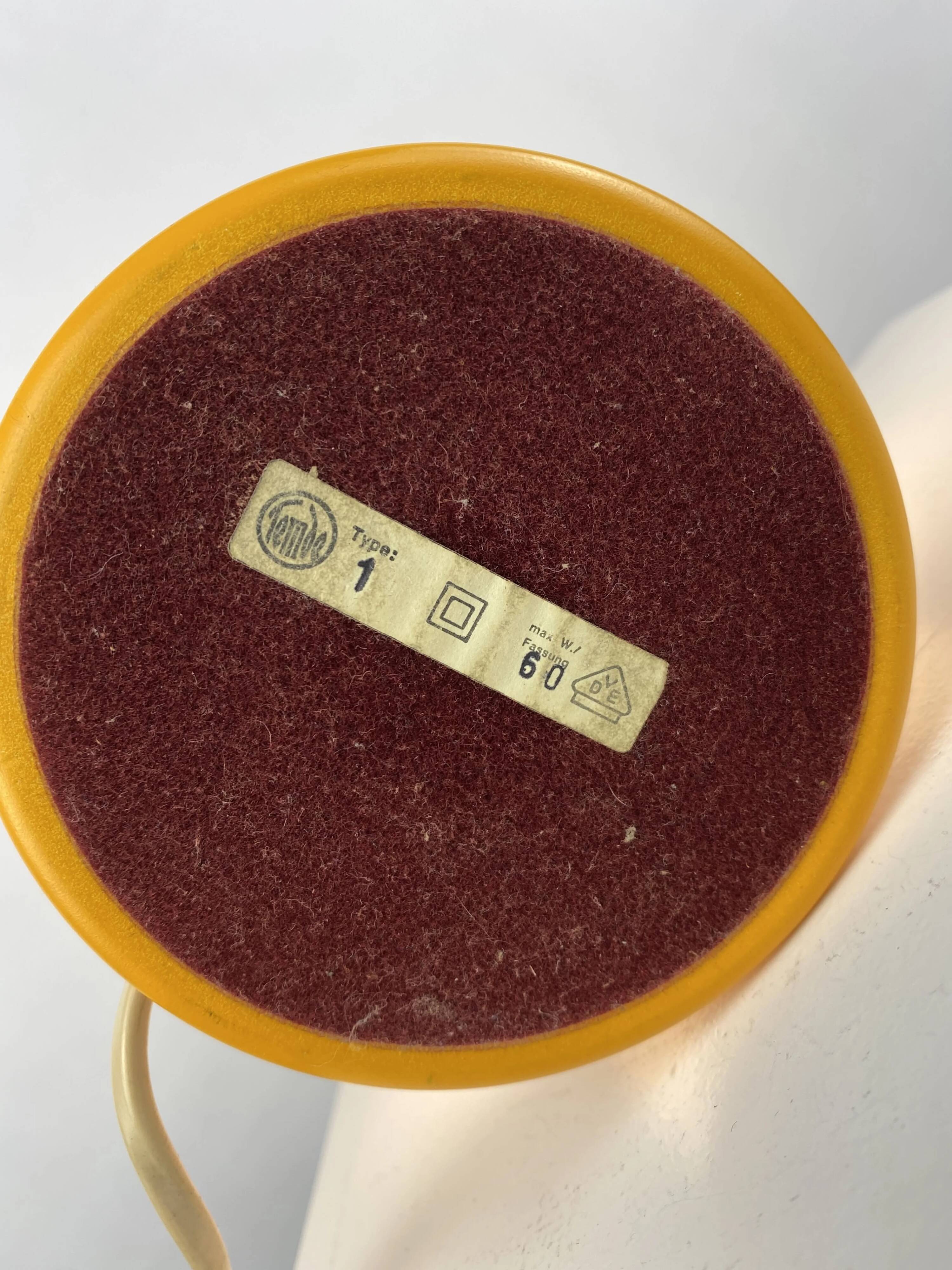 Yellow and white glass table lamp Temde Leuchten type 1