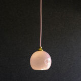 Vintage French pendant lamp in pink glass, comes with new pink cable