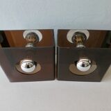 Pair of sconces in smoked Plexiglas by Jocelyne Trocmé model "disco"
