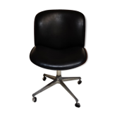 Chaise de bureau en cuir noir par Ico Parisi pour MIM Roma