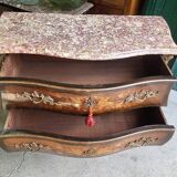 Commode sauteuse en bois de rose plateau en marbre rose