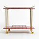 Superbe grand chariot de service en peau de chèvre rouge Aldo Tura des années 1960 | Fabriqué en Italie