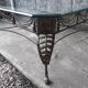 Large coffee table, wrought iron footing glass tray