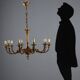 Antique gilded bronze chandelier with 10 lights, Italy, early 20th century.