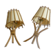 Pair of vintage rattan wall lamps with lampshade